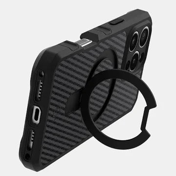 iPhone 16 Pro Max Itskins Force Carbon Magsafe With Stand - Black - Tashqila iPhone 16 Pro Max Itskins Force Carbon Magsafe With Stand - Black - Tashqila